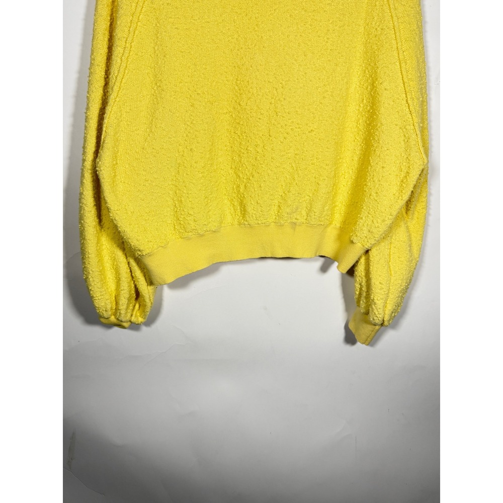 Free People Yellow Textured Boucle Knit Balloon Sleeve Sweater Slouchy Womens S - Picture 3 of 8